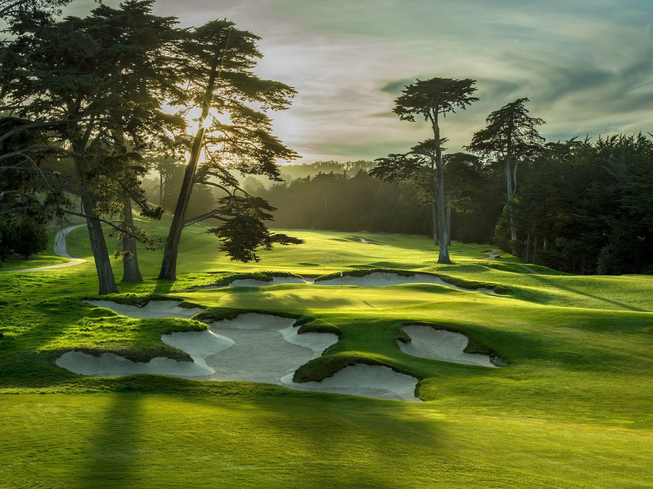 Golf course at golden hour